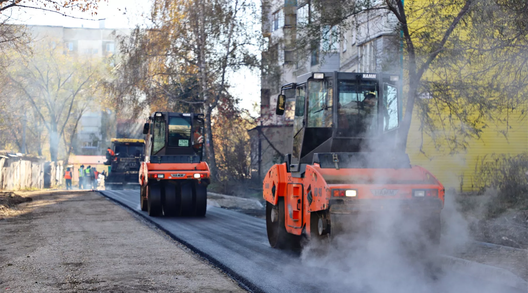 Ремонт дороги на ул. Ленинградской. 