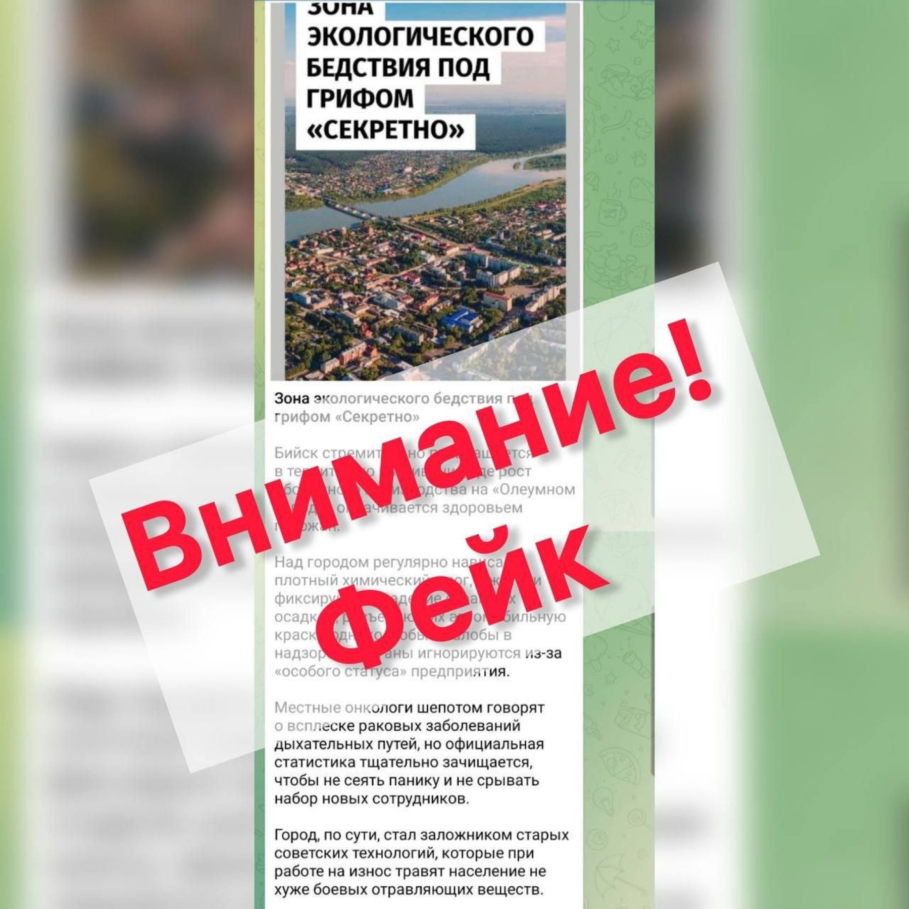 В сети распространяется фейк об экологическом бедствии в Бийске