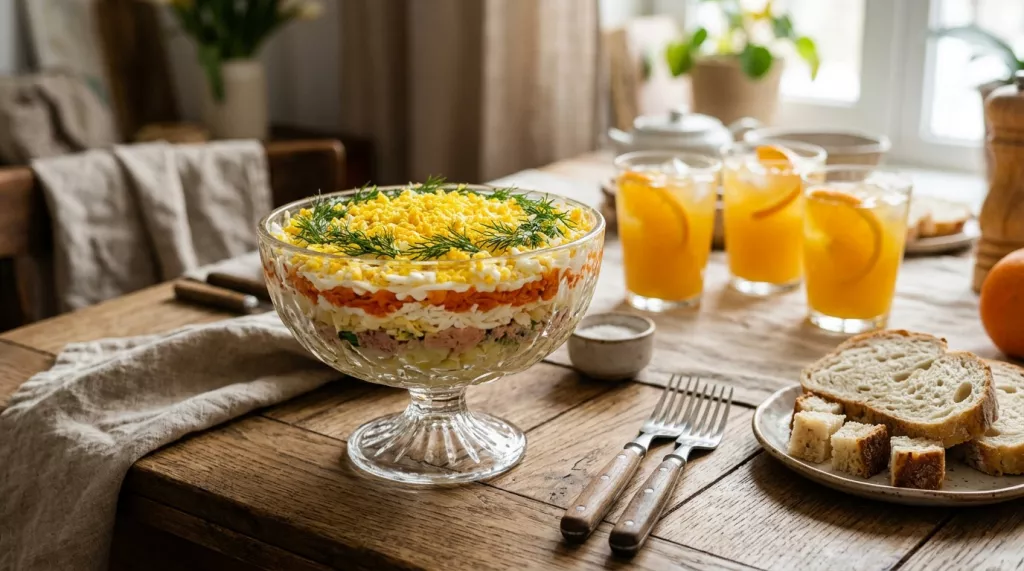 «Мимоза»: рецепт классического советского салата с сайрой и нежного с сыром и яблоком - Информационный портал "Бийский рабочий", 14.04.2026