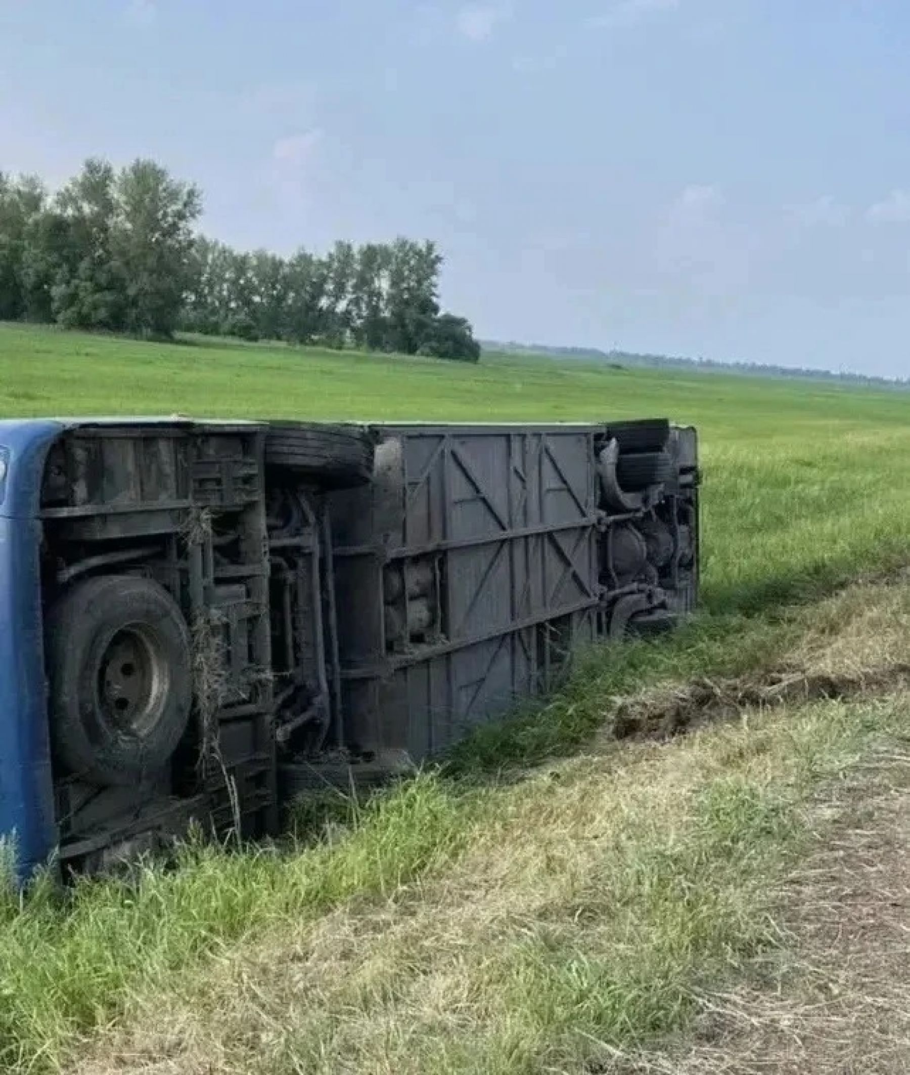 Рейсовый автобус с 12 пассажирами опрокинулся на трассе в Алтайском крае 