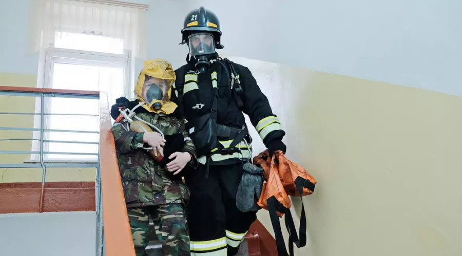 Учения, эвакуация в Бийской кадетской школе