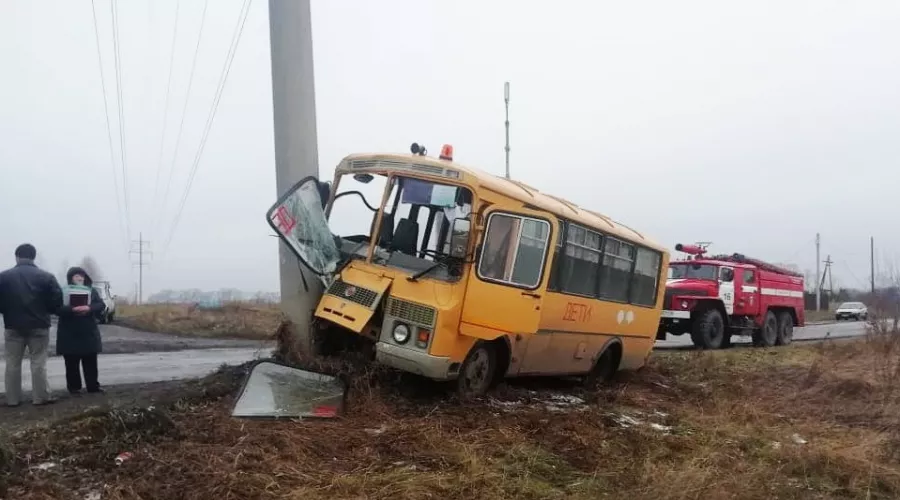 Школьный автобус в Бийском районе врезался в электроопору