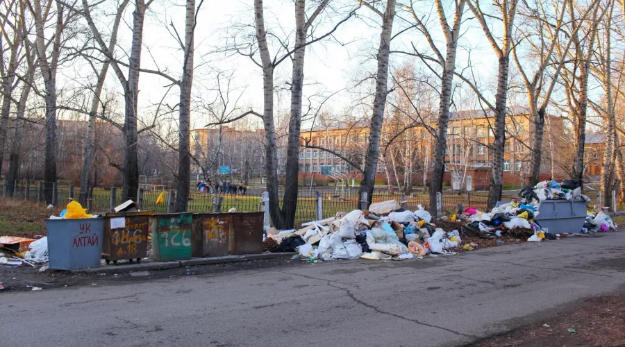 Стихийная свалка разрослась на десятки метров рядом со школой №40 в Бийске 