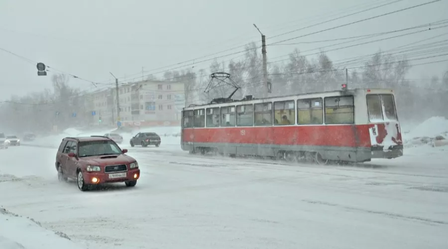 Метель. Снег. Дороги зимой. Трамвай зимой. Осадки.