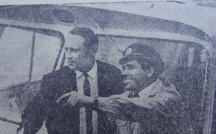 Капитан Борис Федоренко и механик Виктор Рыков на теплоходе «Заря»-40, 1972 год
