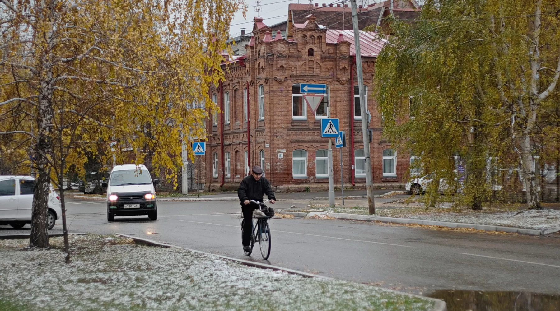 первый снег, осень, осадки в виде мокрого снега