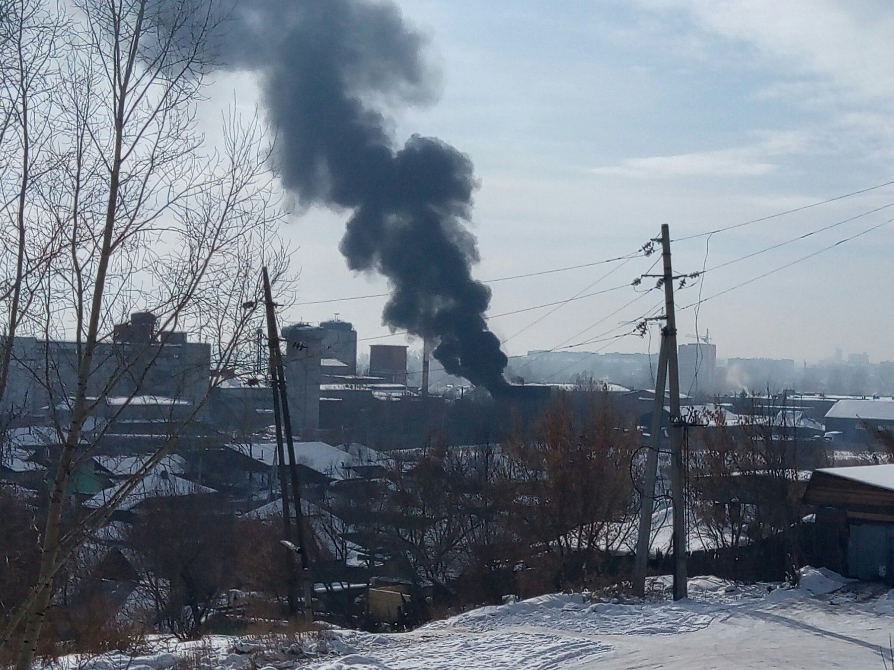 Пожар произошел 16 февраля на территории бийского спиртзавода 