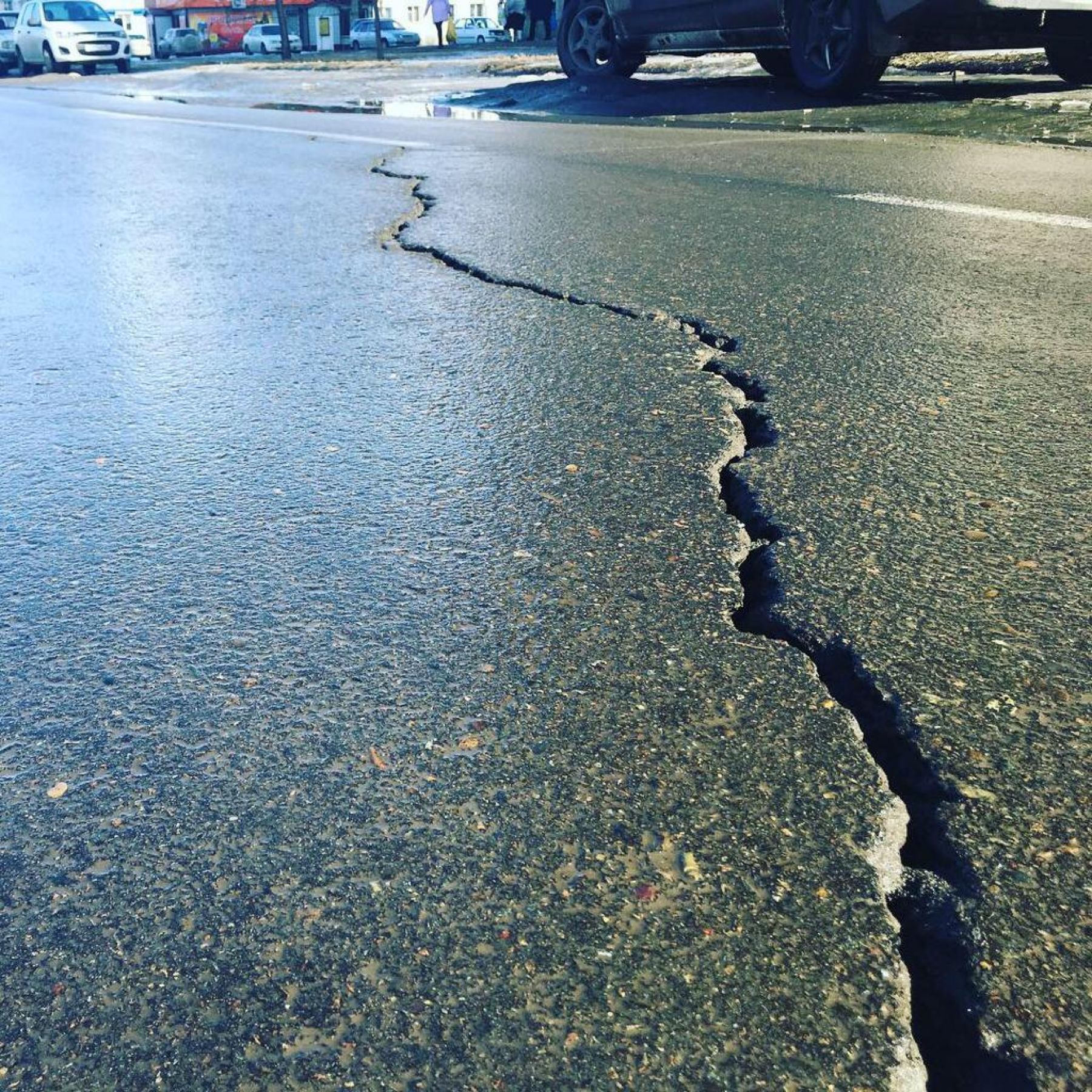 Не в целости и сохранности: новый асфальт на улице Мухачева пошел трещинами 