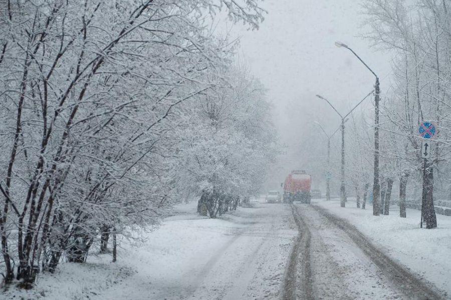 Зима не сдается: за пять недель до лета в Бийске идет снегопад