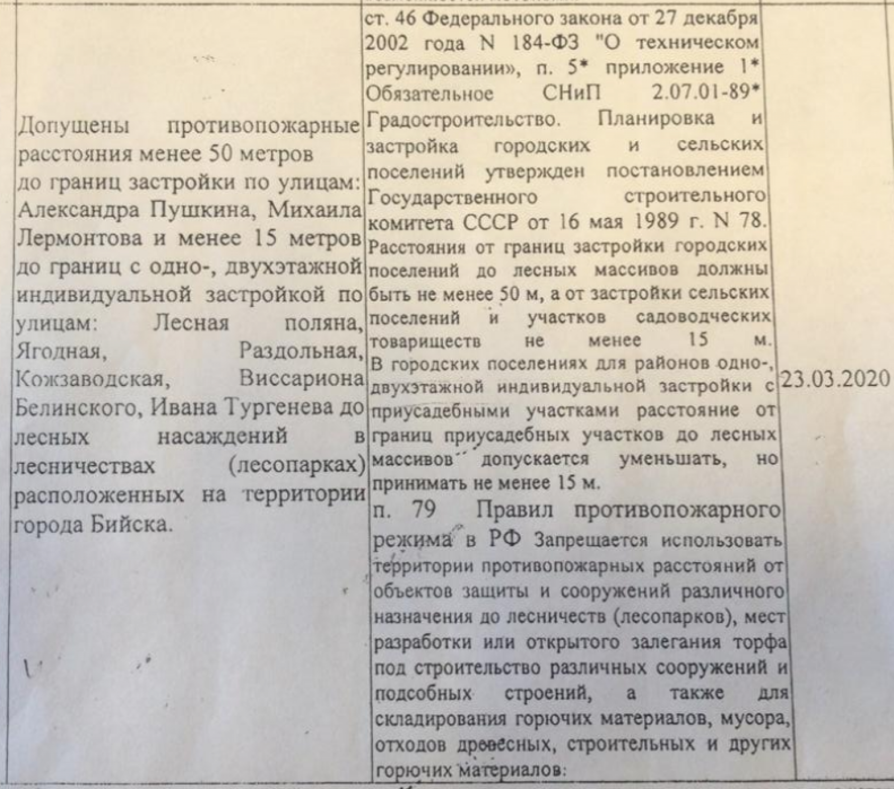 Требование о соблюдении противопожарных разрывов городу выносят не впервые.