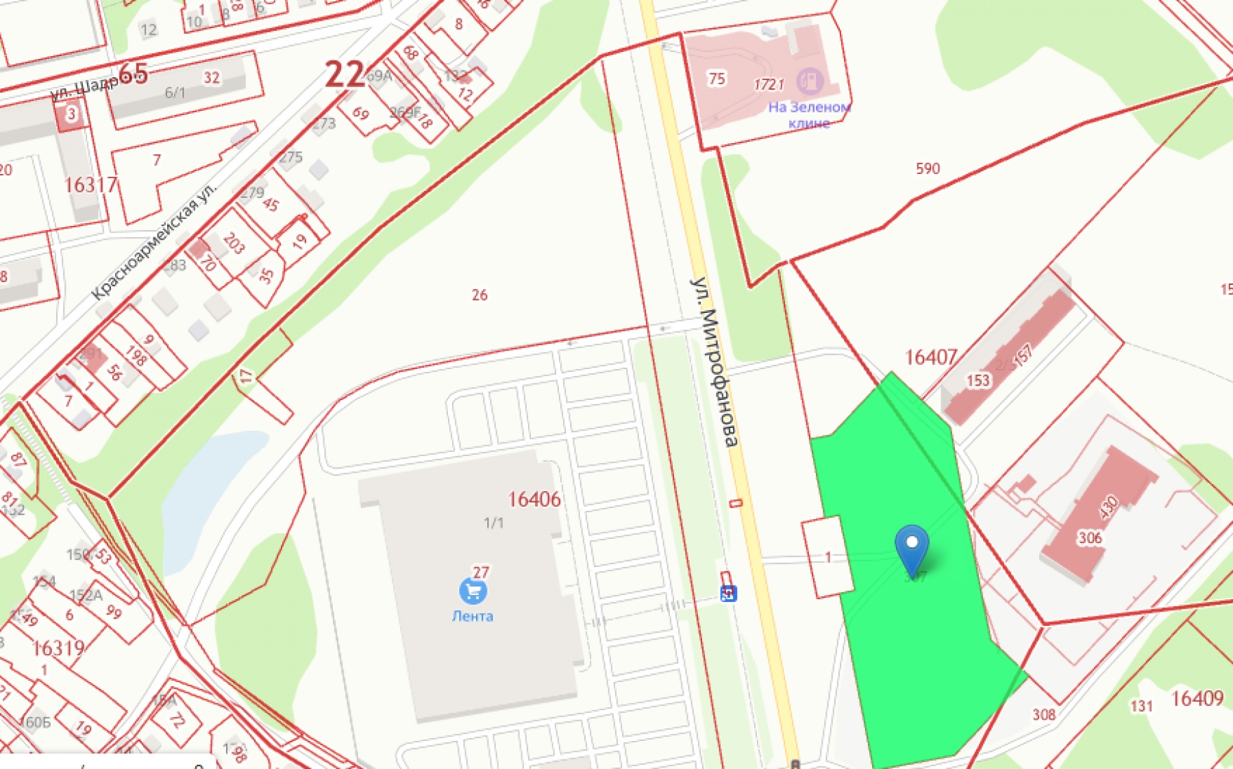 Скрин: публичная кадастровая карта