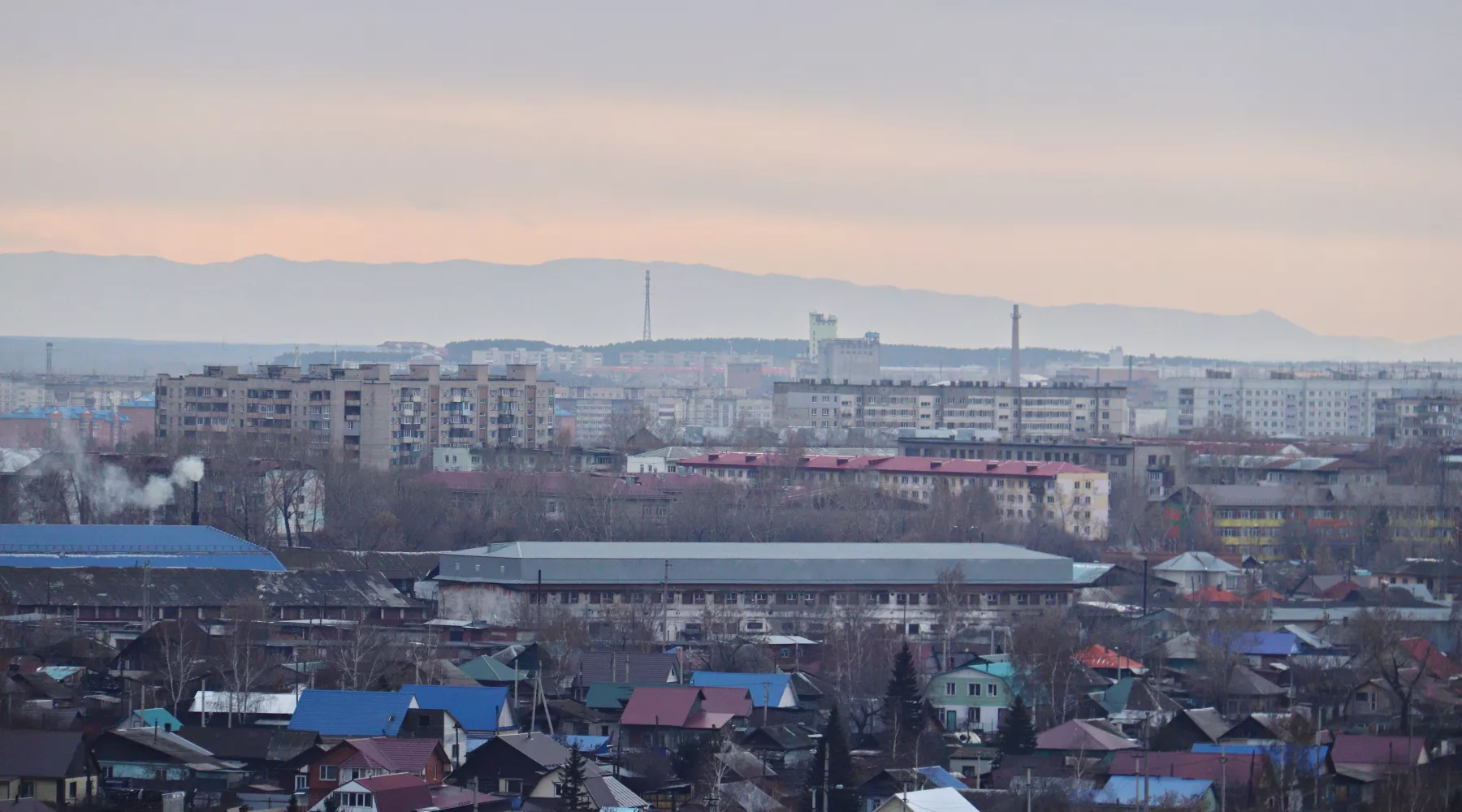 Город сверху, пейзаж, вид на Бийск