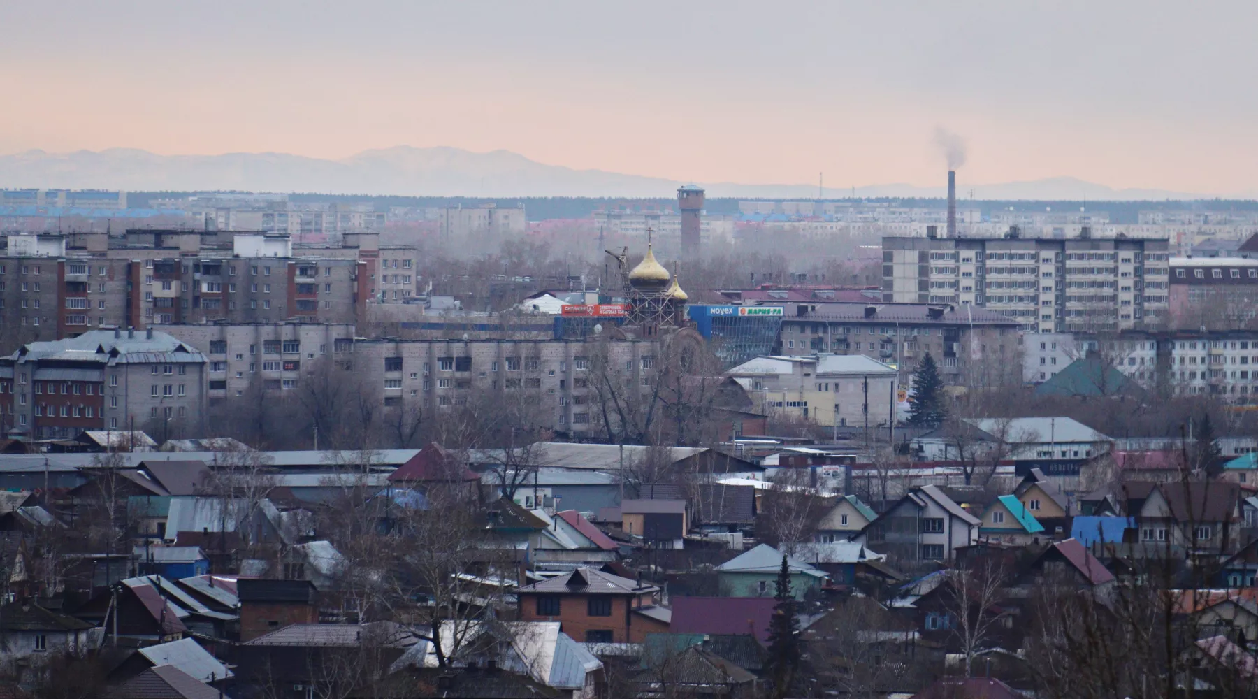 Город сверху, пейзаж, вид на Бийск