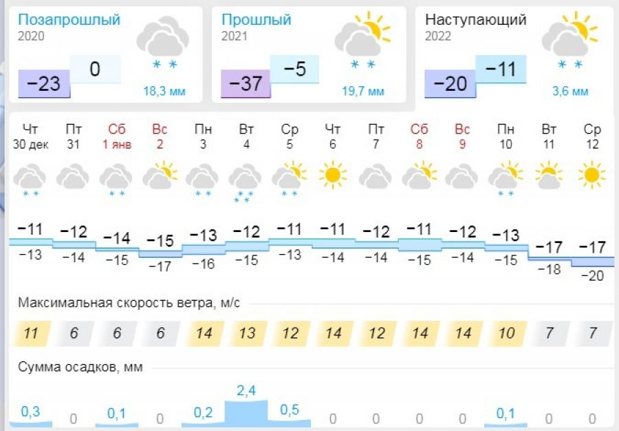 Предварительный прогноз погоды на новогоднюю ночь в Барнауле