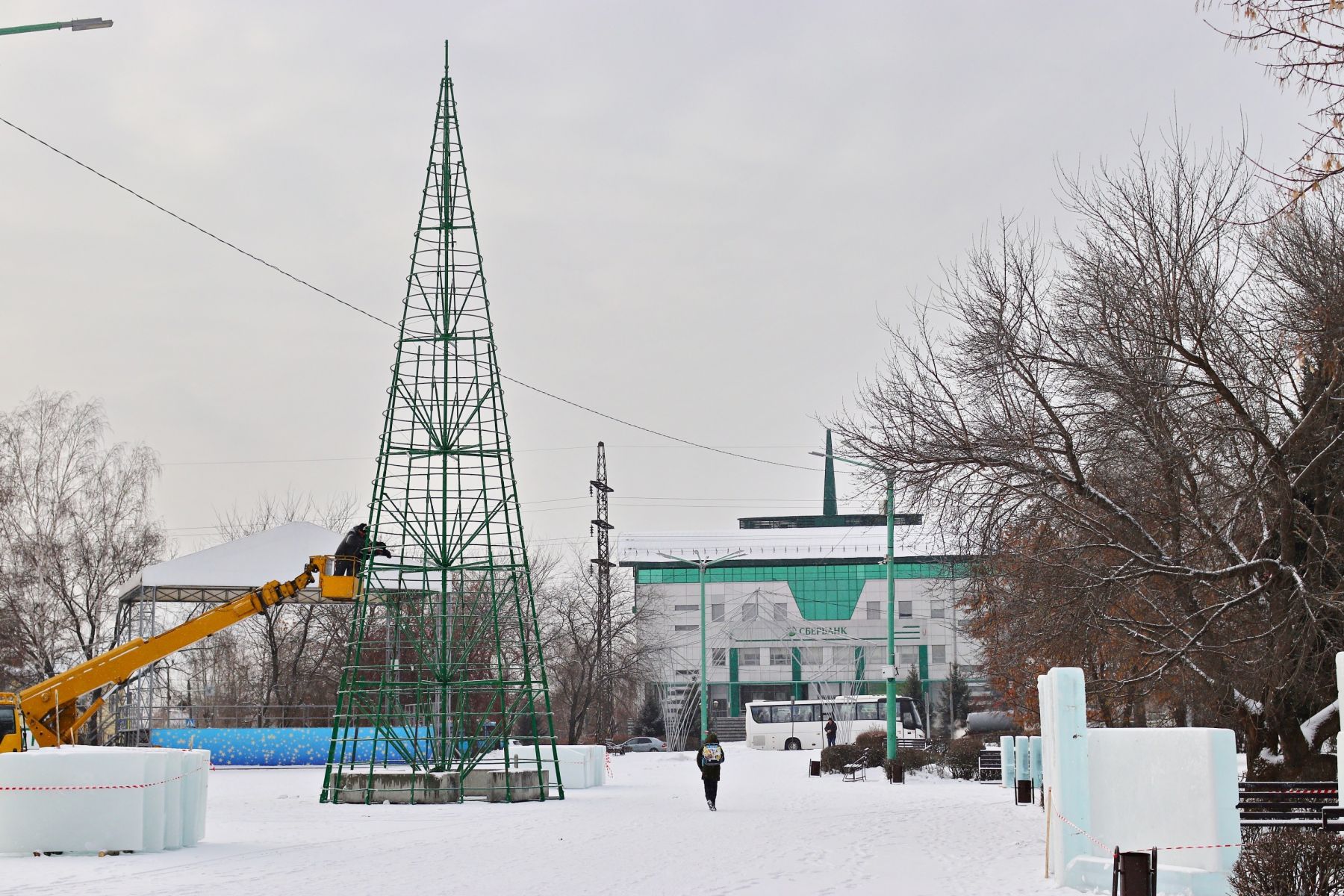 Сборка главной городской ёлки проходит достаточно быстро