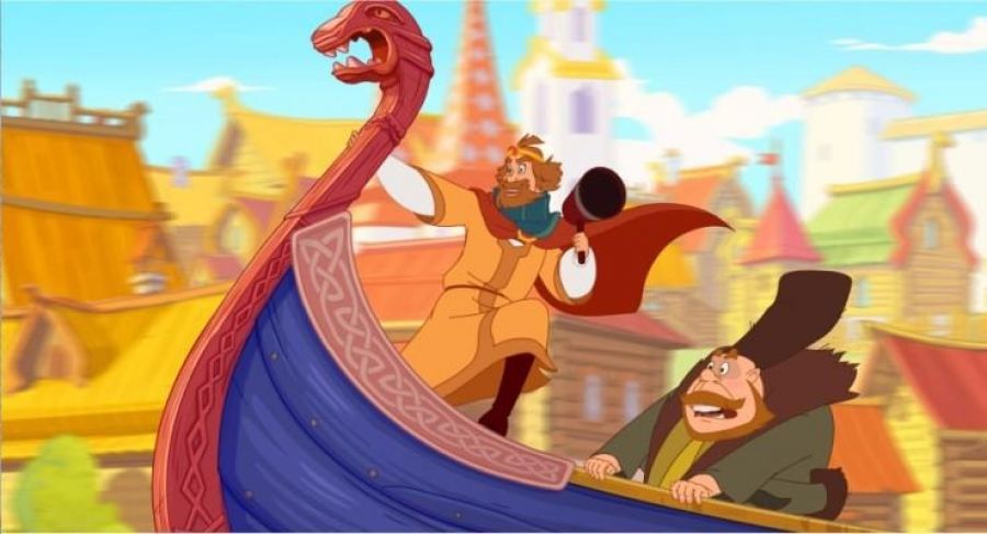 Кадр из мультфильма "Три богатыря и конь на троне"