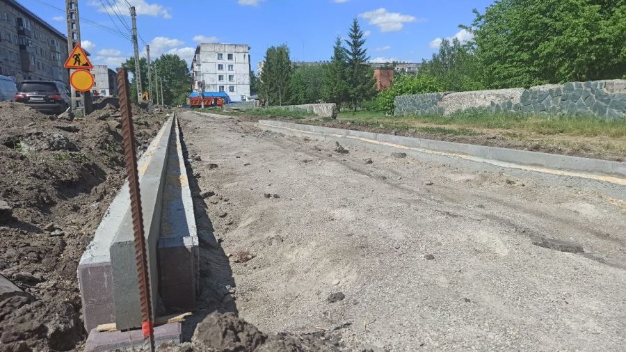 Ремонт дороги на улице Ленинградской