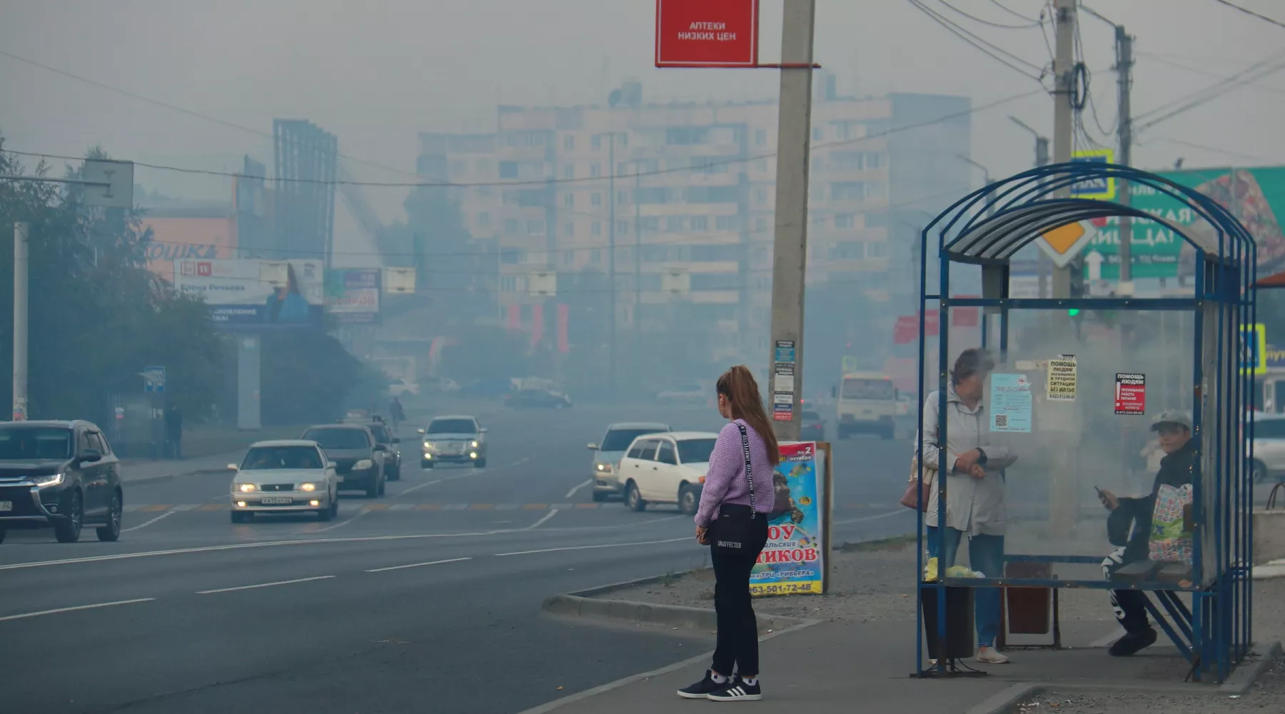 Дымка в Бийске, запах гари