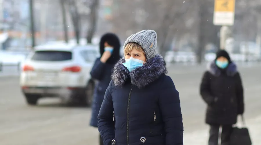 люди, зима, маски, грипп