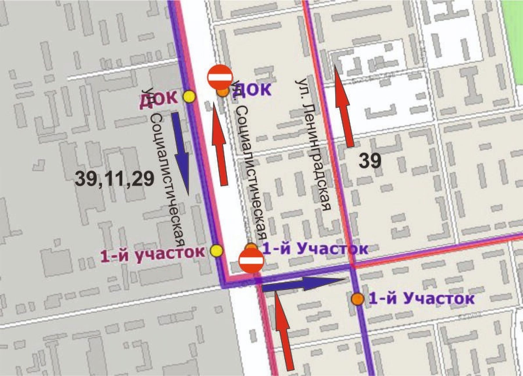 Схема движения автобусов