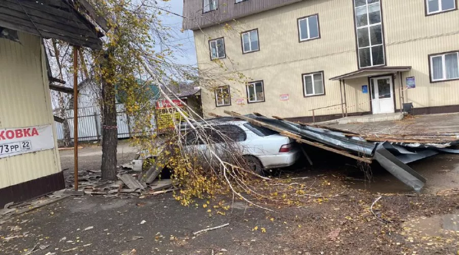 Последствия сильного ветра в Бийске.