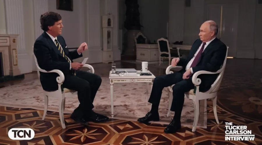 Путин и Карлсон. Интервью, 2024 год.