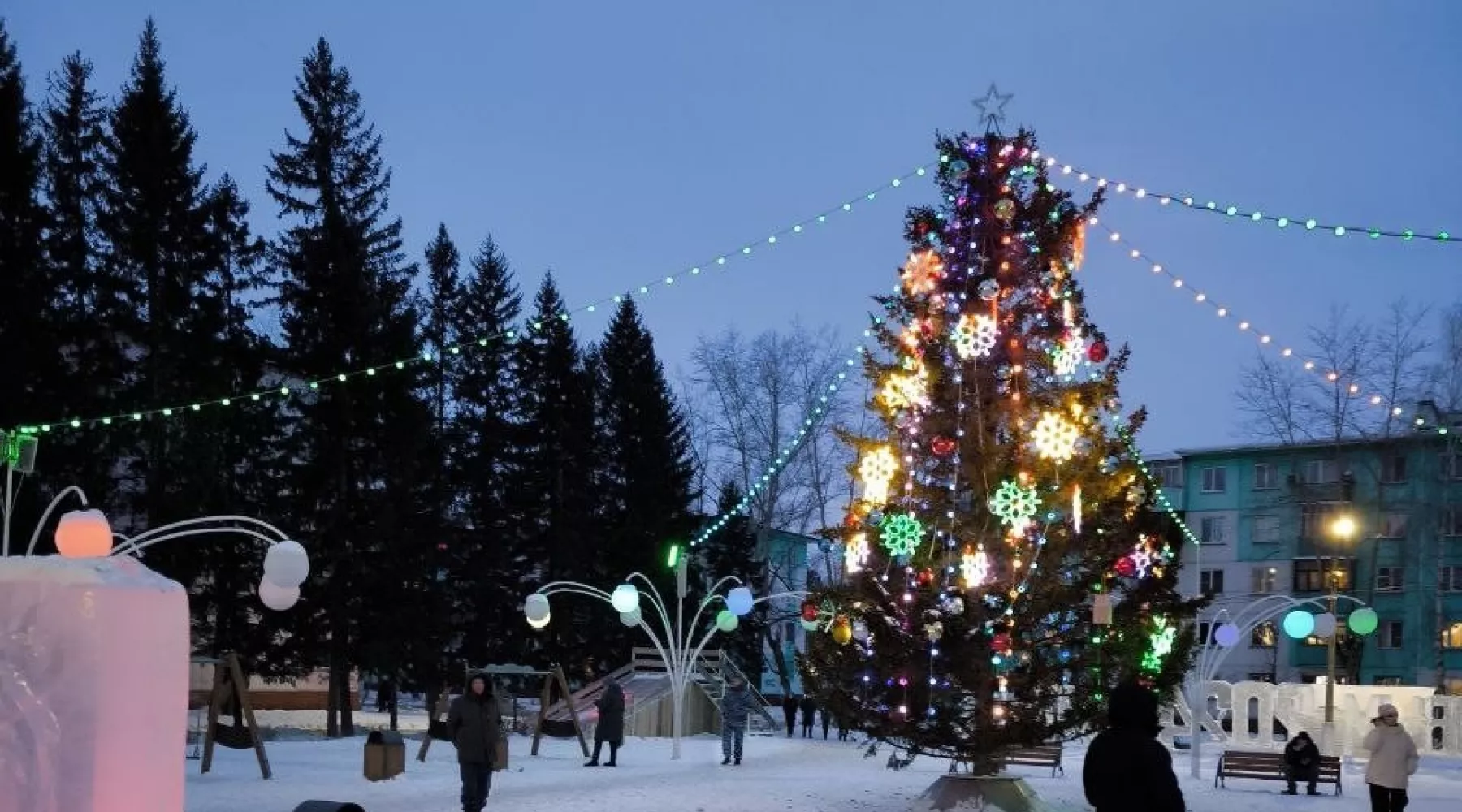 Праздник продолжается: в Бийске в одном из районов еще не убрали новогоднюю елку